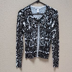 White House Black Market Blue and Gray Swirl Top